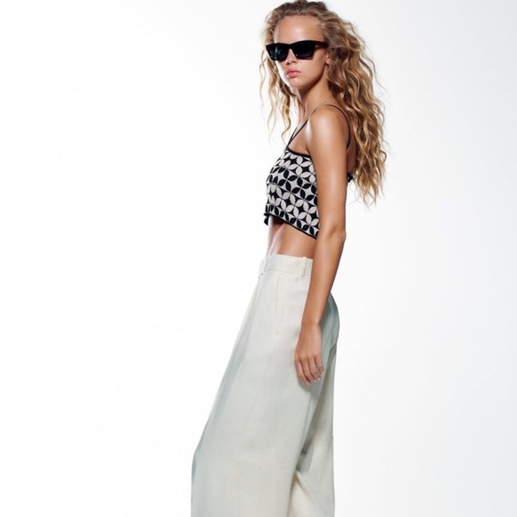 Zara Geometric Jacquard Knit Top - Picture 3 of 12